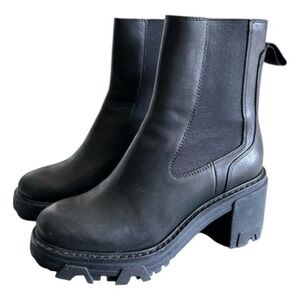 Rag & Bone Shiloh Leather Lug Sole Chelsea Ankle Boots Black Women's Size 38.5 8